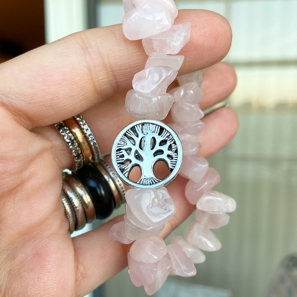 Genuine rose quartz chips gemstones boho bracelet - Picture 4 of 8